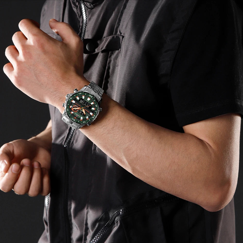 NAVIFORCE Original Watches for Men Analog Digital Sport Quartz Wrist Watch Male Military Luminous Waterproof Steel Alarm Clock