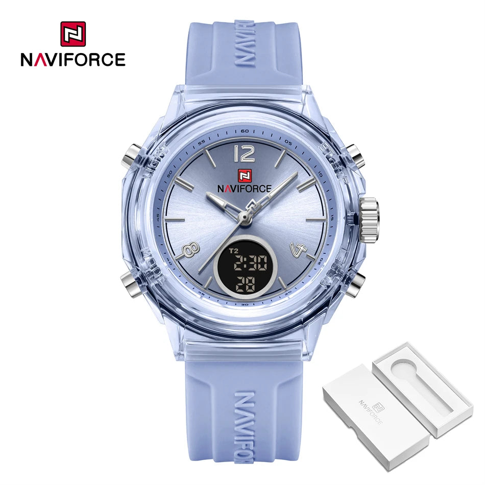 NAVIFORCE Original Watches For Woman Dual Display Lady Retro Female Quartz Watch Waterproof Round Dial Give for Girlfriend Gift