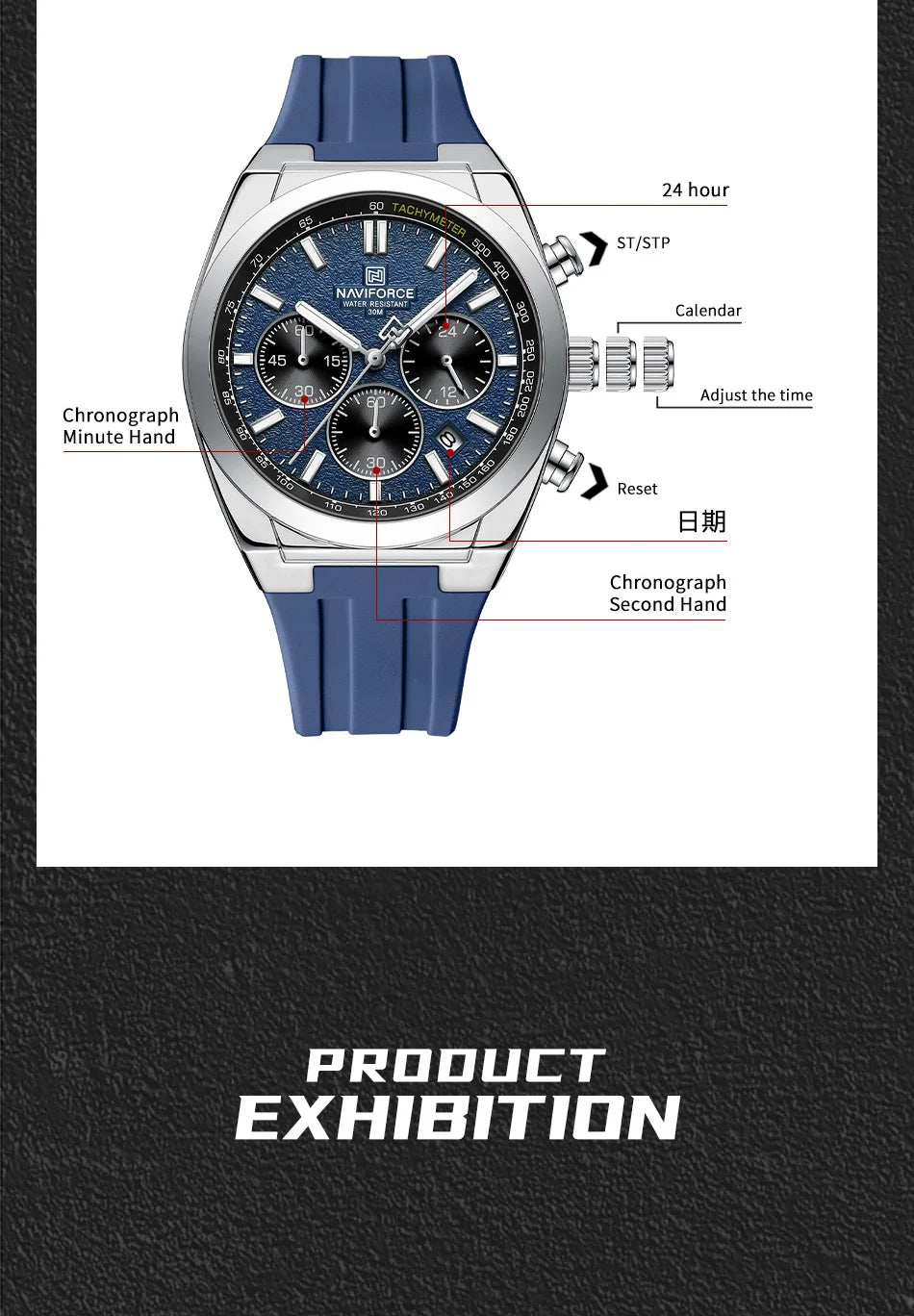 NAVIFORCE Man's Watch Quartz Chronograph 24 Hours Date Display Waterproof Male Fashion Luxury Business Sport Wristwatch Gift Box