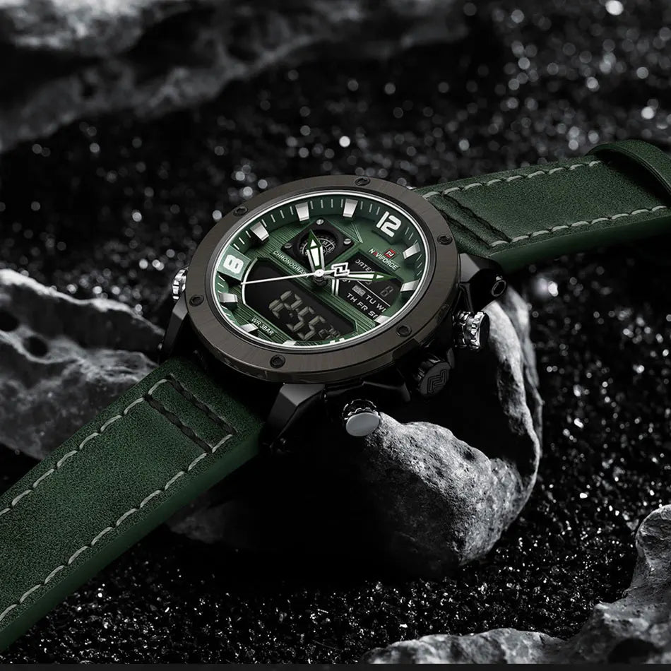 NAVIFORCE Digital Mens Military Watch Waterproof Watch Dual Display Quartz Sports Watch For Men Luminous High Quality Wristwatch