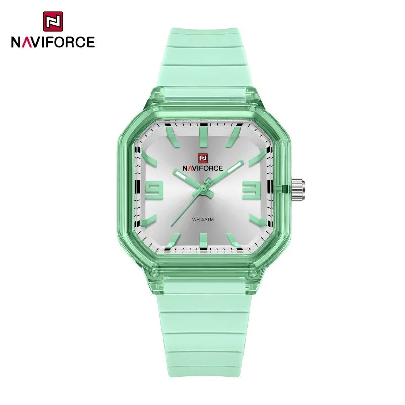 NAVIFORCE Women Polygon Watch Fashion Elegant Watches Display Silicone Strap 5ATM Waterproof Luminous Hand Ladies Gifts Watches