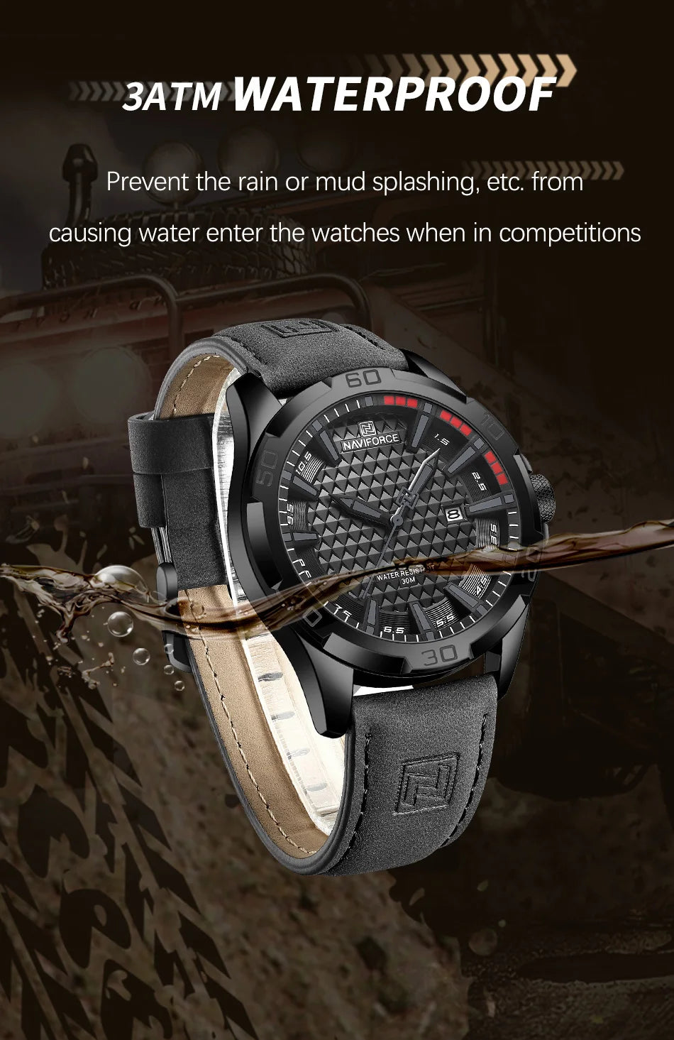 Top Brand NAVIFORCE Male Fashion Luxury WristWatch Men Quartz Watch Sports Shockproof Waterproof Leather Casual Package Gifts