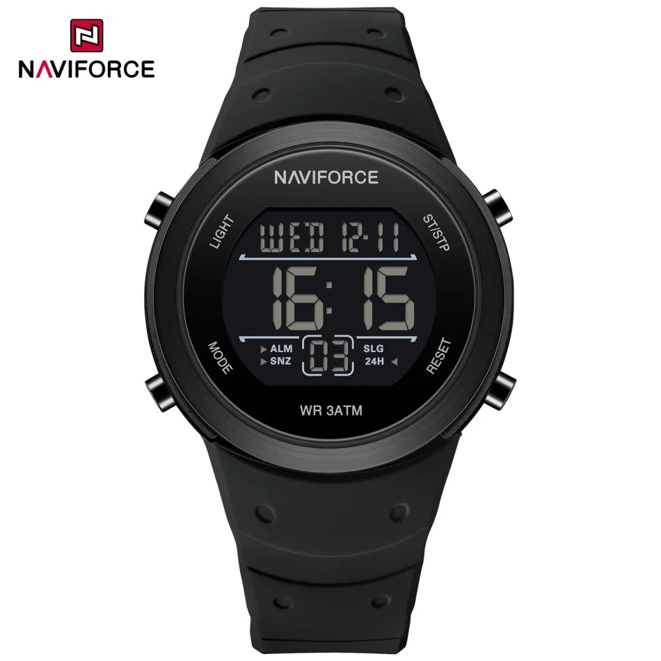 NAVIFORCE Brand Men Watches Luxury Comfortable Silicone Strap Electronic Day and Date Display Clock Waterproof Men Wristwatches