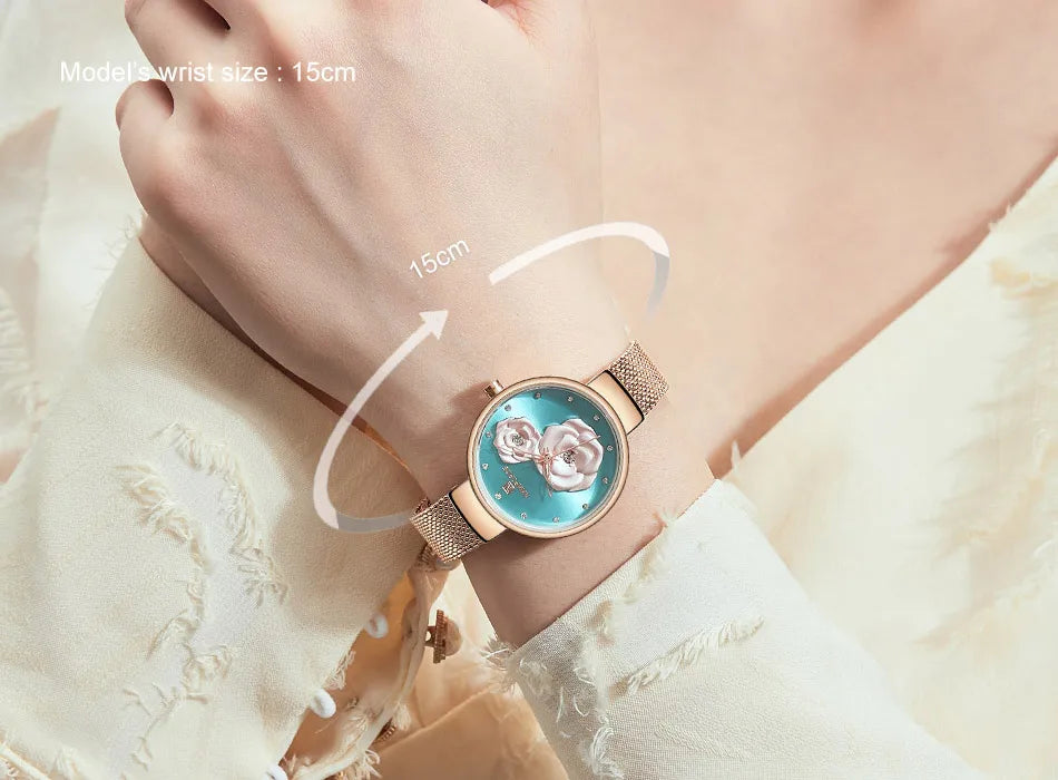 NAVIFORCE Woman's Quartz Watch Steel Band Creative Design Female Luxury Dress Clock Relogio Feminino Wristwatch Gift Box NF5013