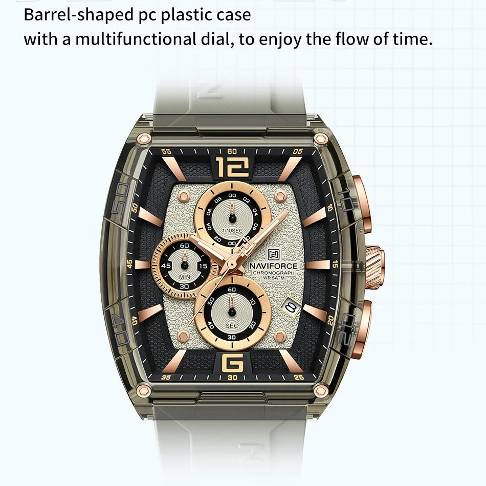 NAVIFORCE Watches for men luxury Sports Waterproof Silicone Band Quartz Wristwatch Luminous Chronograph Clock Gift+ Box