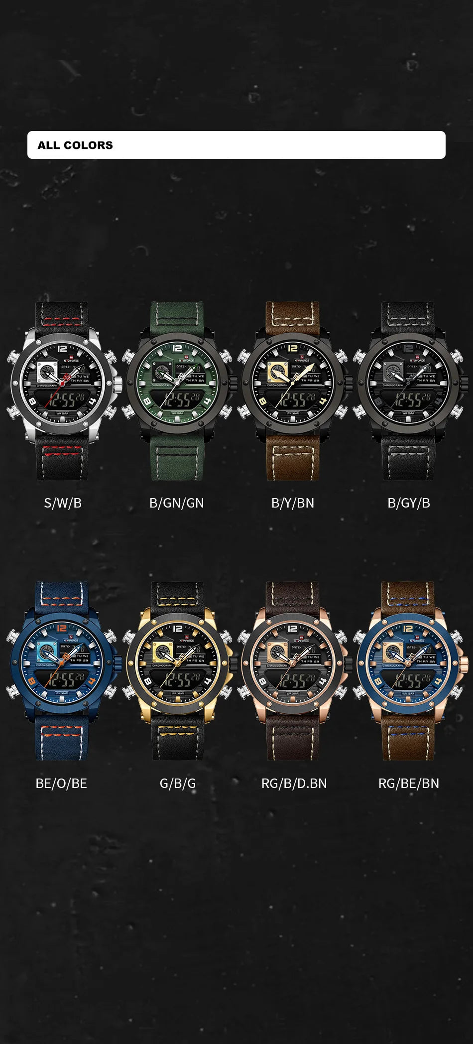 NAVIFORCE Dual Display Watches For Men Top Brand Luxury Military Waterproof Watch Men Casual Sport Digital Watch Montre Homme