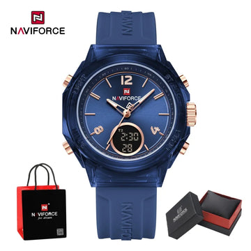 NAVIFORCE Watches For Woman Quartz Dual Display 5ATM Waterproof Ladies Casual Fashion Sports Girls Outdoor Wristwatch Gifts Box