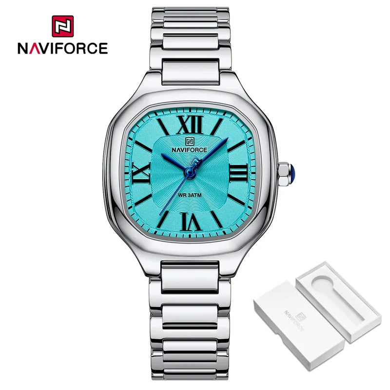 NAVIFORCE Women's Casual Watch Stainless Steel Bracelet Fashion Business Waterproof Quartz Wristwatches Ladies' Relogio Feminino