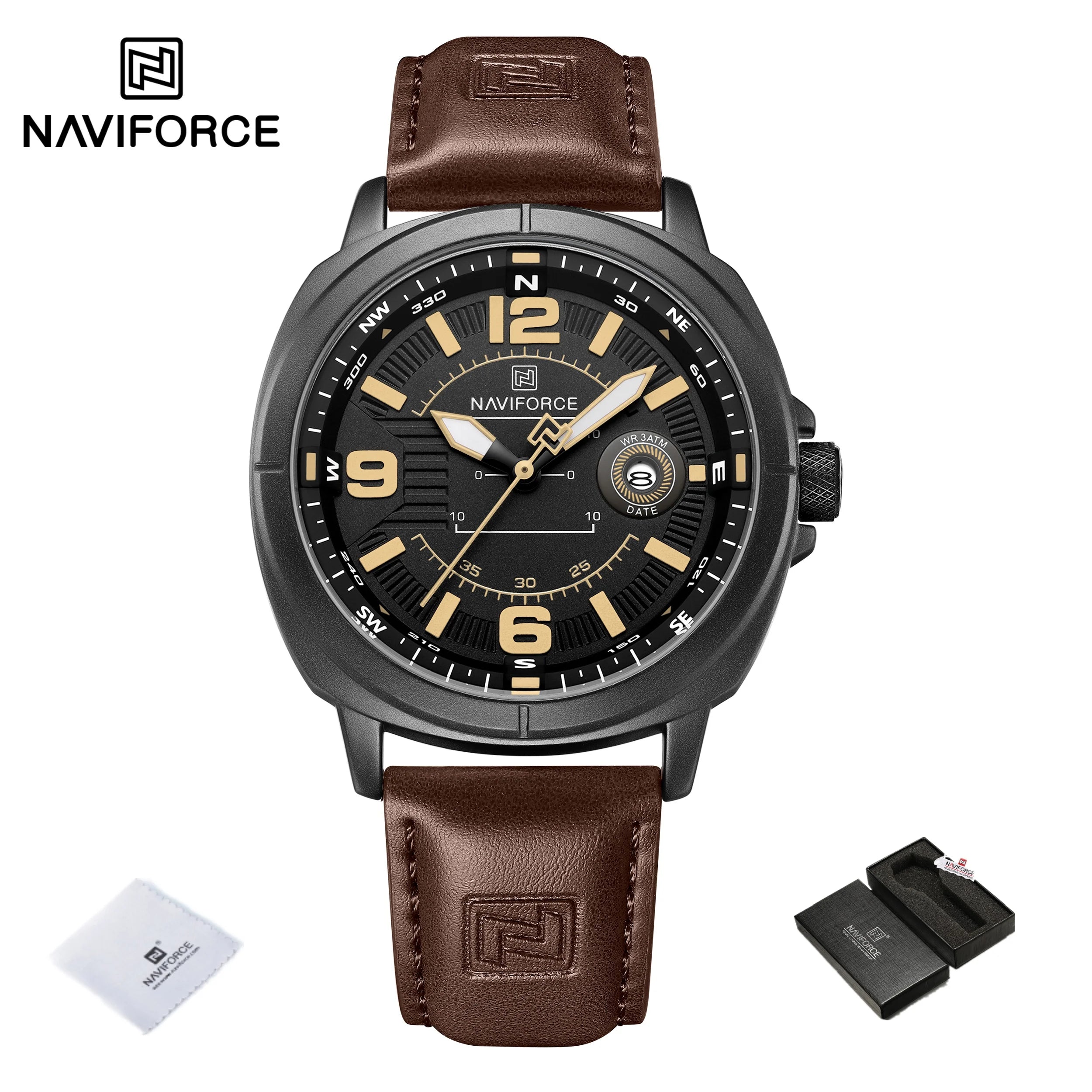 NAVIFORCE New Watches for Men Quartz Calendar 3ATM Waterproof Clocks High Quality PU Strap Male Business Wristwatch Reloj Hombre