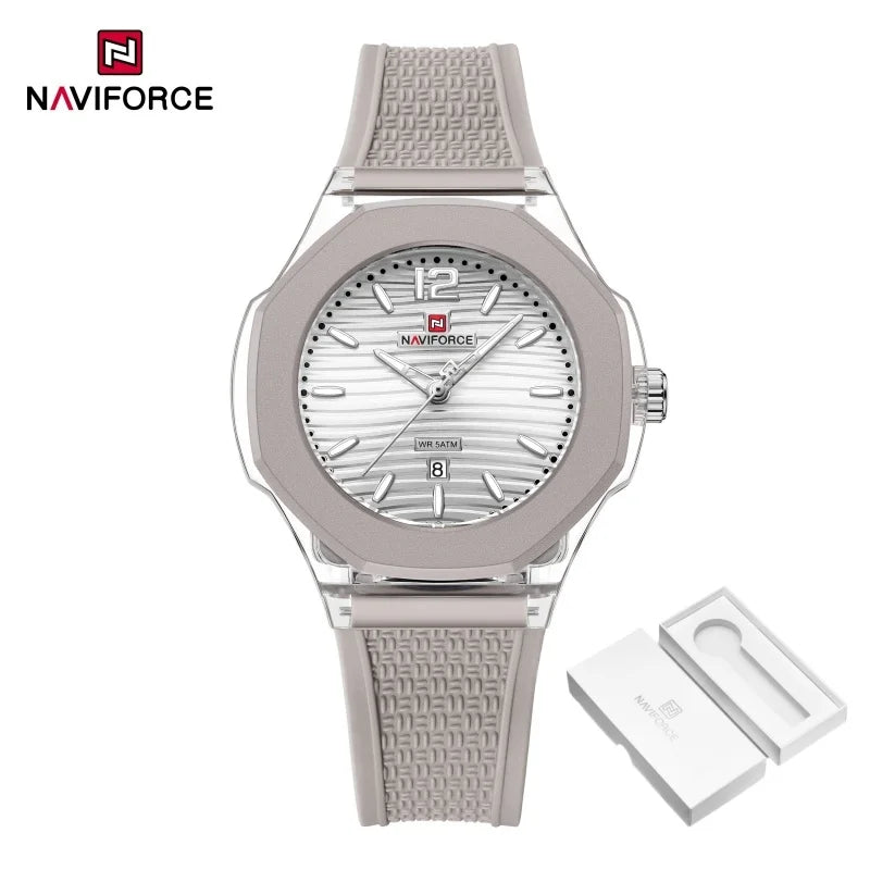 NAVIFORCE Woman Watch Silicone Band Waterproof Elegant Ladies Date Display Wristwatch Luxury Original Quartz Watches for Women