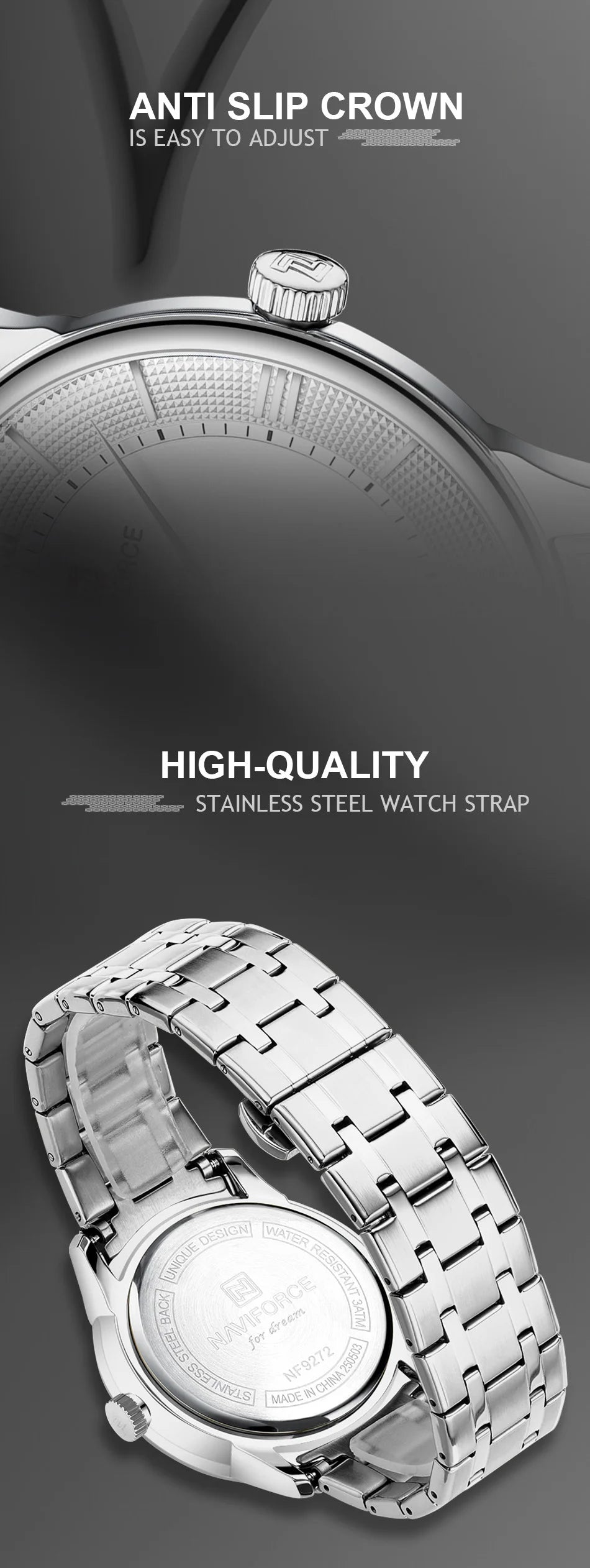 NAVIFORCE Man's Watch Quartz Calendar 30M Waterproof Stainless Steel Male Stylish Daily Luxury Wristwatch Gifts Box Father's Day