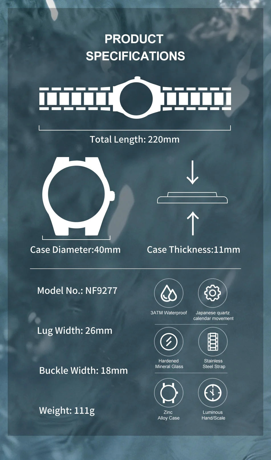 NAVIFORCE Men's Watch Quartz Date Display 30M Waterproof Luminous Stainless Steel Male Trendy Luxury Wristwatch Relogio Masculin