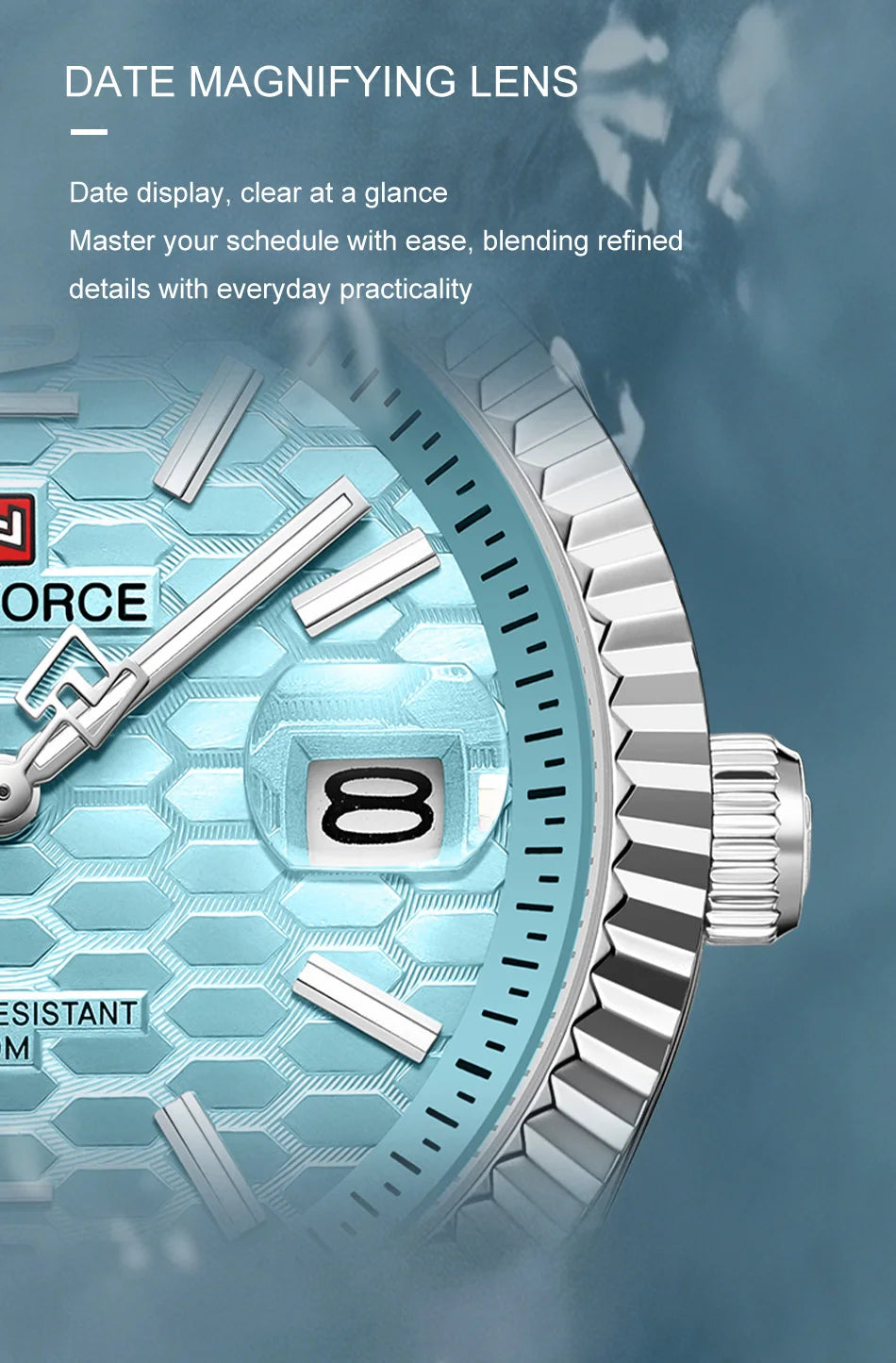 NAVIFORCE Men's Watch Quartz Date Display 30M Waterproof Luminous Stainless Steel Male Trendy Luxury Wristwatch Relogio Masculin