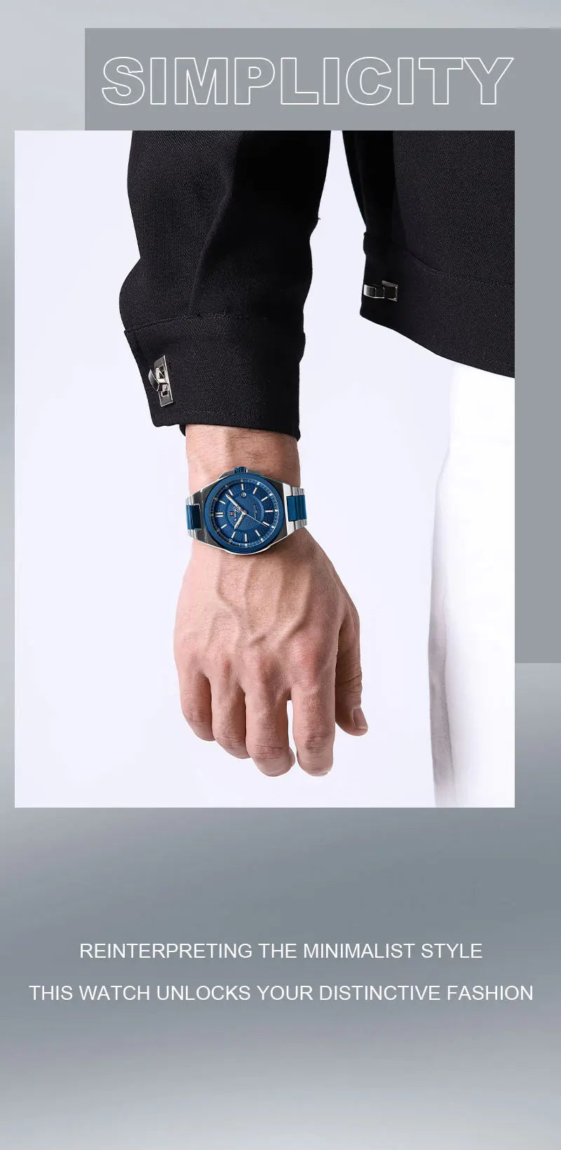 NAVIFORCE New Men's Watch Stainless Steel Strap Military Casual WristWatches Male Business Waterproof Quartz Calendar Clock