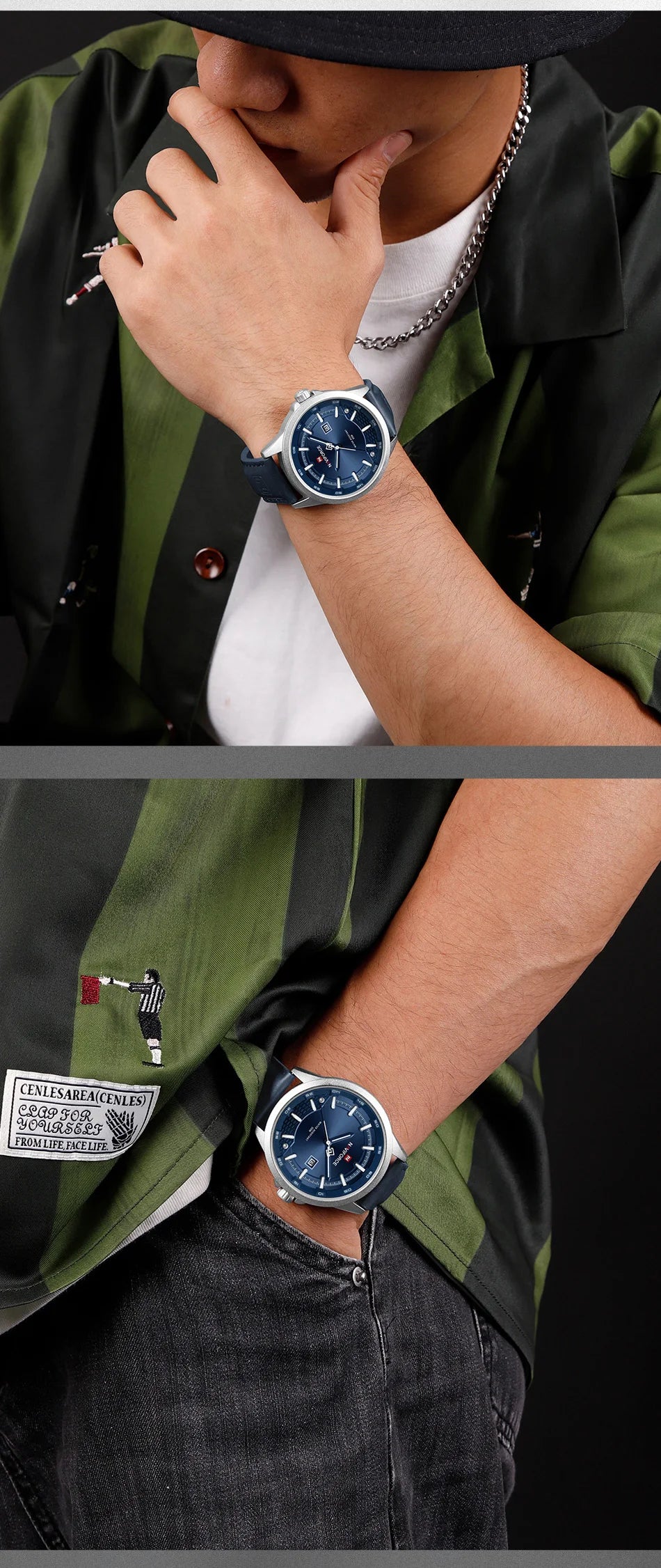 NAVIFORCE Watches For Men Quartz Auto Date Waterproof Leather Strap Male Casual Fashion Daily Wear Business Man's Clocks NF9248L