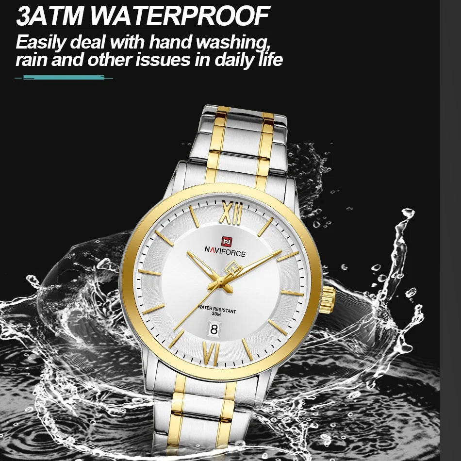 NAVIFORCE Original Watches for Men Military Sports Calendar Clock Luxury Waterproof Quartz Steel Strap WristWatch Reloj Hombre