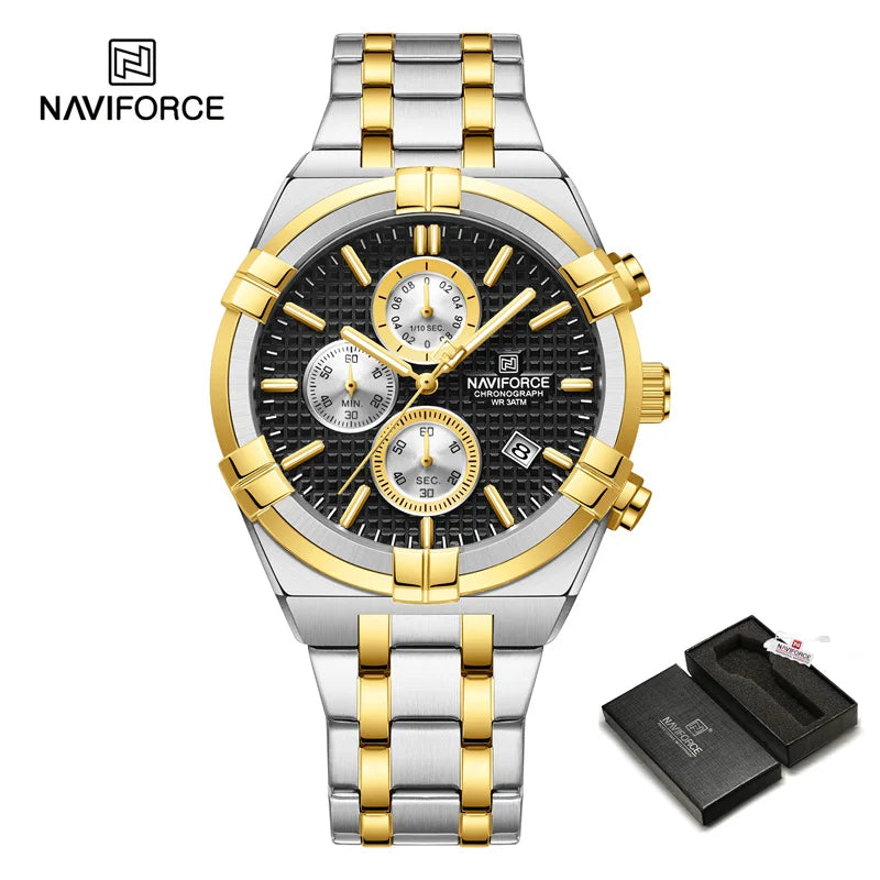 NAVIFORCE Original Men's Watches Waterproof Classics Quartz Wristwatches Stainless Steel Luminous Chronograph Clock 2023 Trend