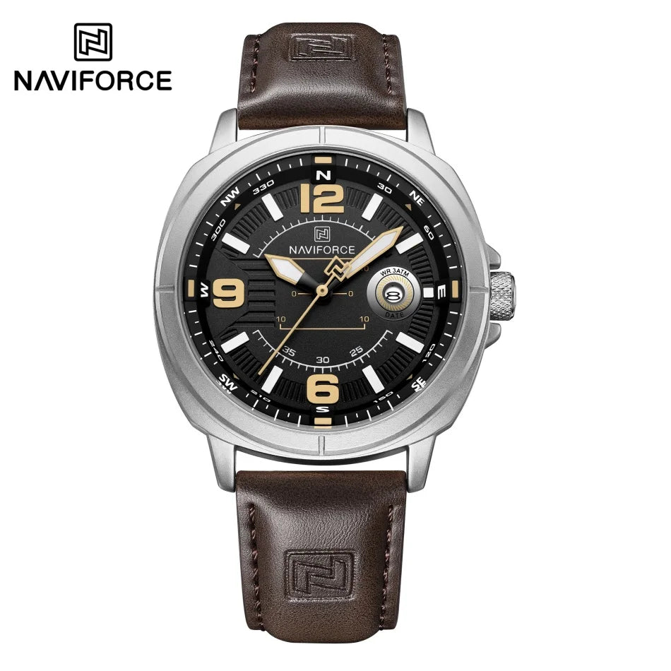 NAVIFORCE New Watches for Men Quartz Calendar 3ATM Waterproof Clocks High Quality PU Strap Male Business Wristwatch Reloj Hombre