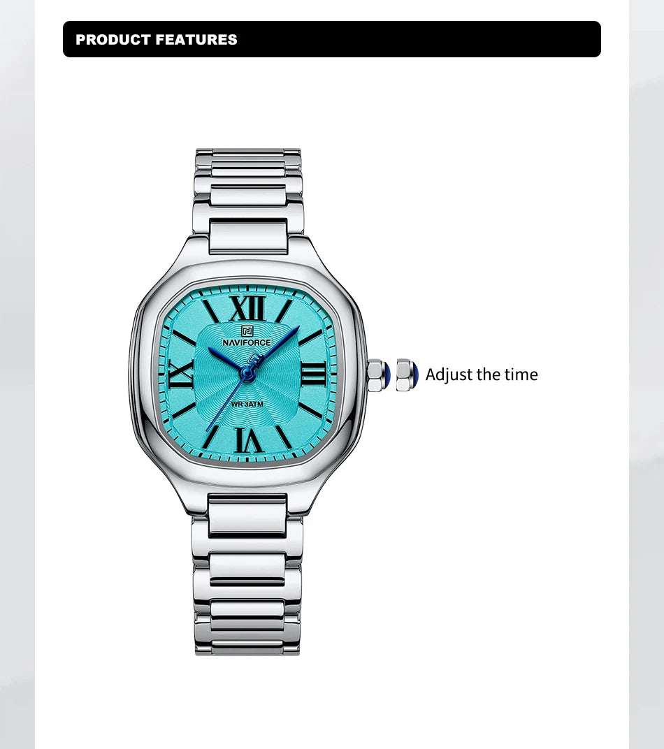 NAVIFORCE Women's Casual Watch Stainless Steel Bracelet Fashion Business Waterproof Quartz Wristwatches Ladies' Relogio Feminino