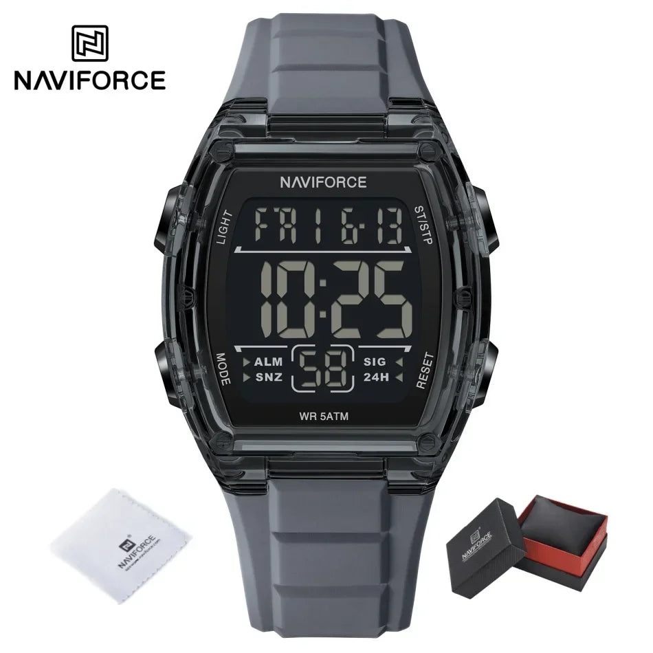 NAVIFORCE Men's Watch Alloy Dial Analog LCD Digital Display Sport Waterproof Quartz Wristwatch Date Chronograph Luminous Clock