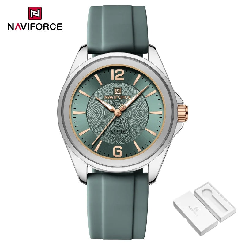 NAVIFORCE Women's Sports Casual Quartz Watch Comfortable Silicone Strap 3ATM Waterproof Wristwatch Relogios Feminino Gift Clock