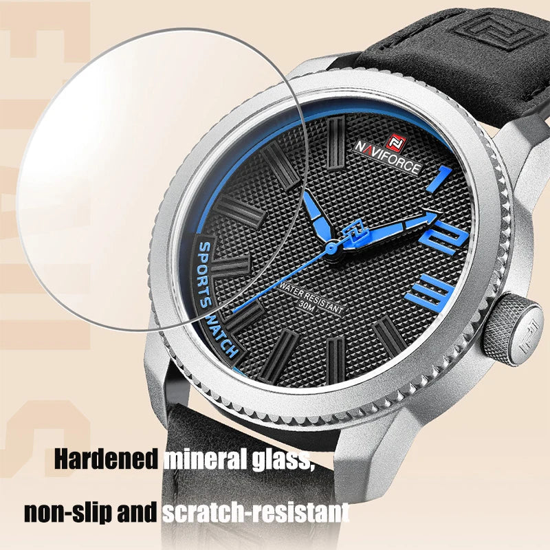 Luxury Brand NAVIFORCE Watch For Men 2025 New Original Leather Fashion Casual Sports Waterproof Quartz Wrist Watch Package Gifts