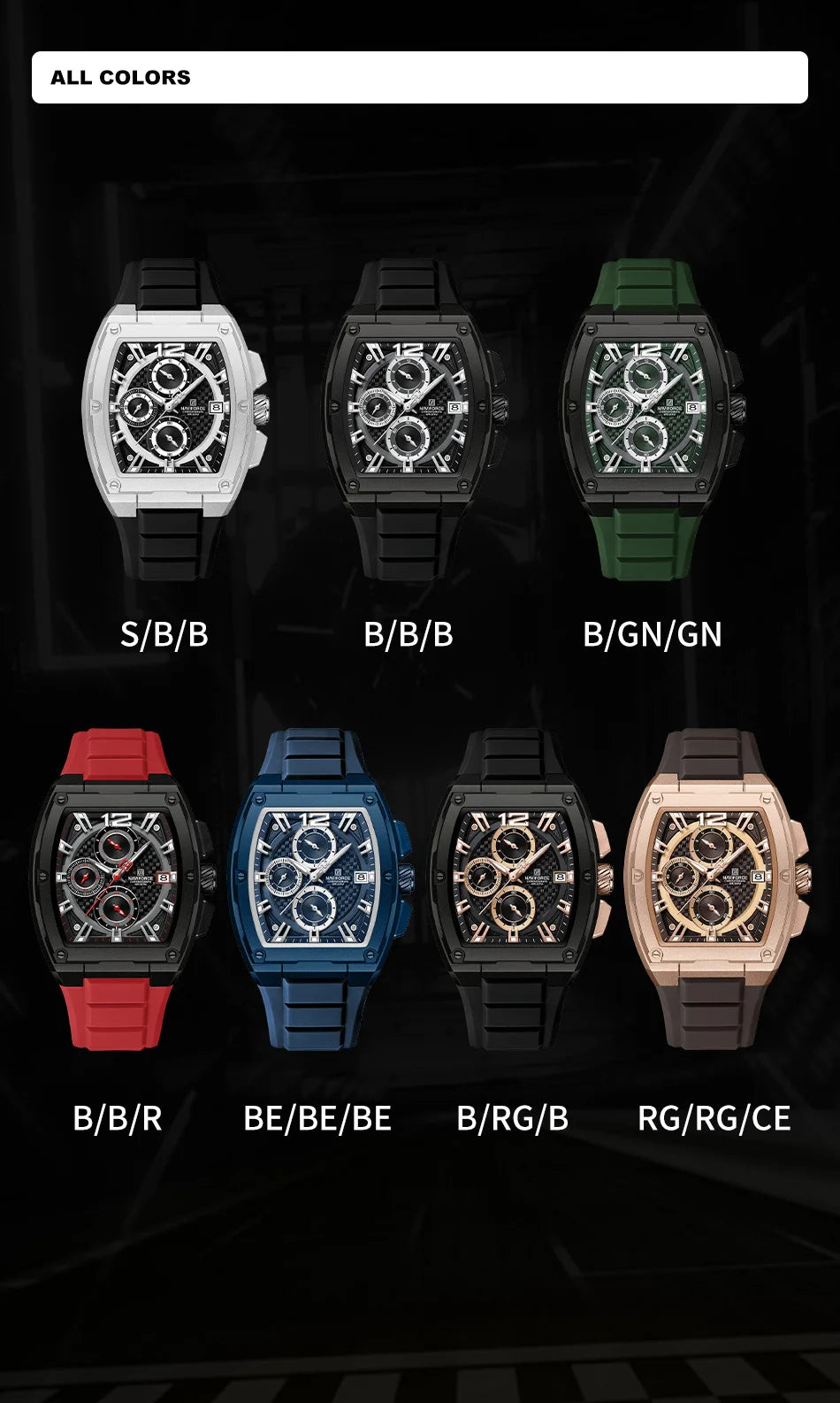 NAVIFORCE Men's Waterproof Luxury Sport Watch Casual Multifunction Chronograph Business Wristwatch with Silicone Band Gift Set