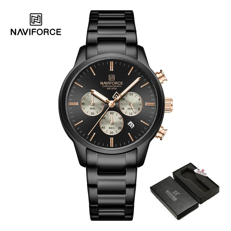 NEW NAVIFORCE Fashion Men's Watch Luxury Waterproof Male Quartz Wristwatch 24 Hour Date Display Male Chronograph Luminous Clock