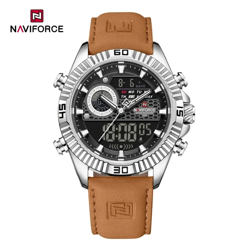 NAVIFORCE Men's Watches Sport Quartz Analog LCD Digital Wristwatch 30m Waterproof Luminous Chronograph Watch for Men Date Clock