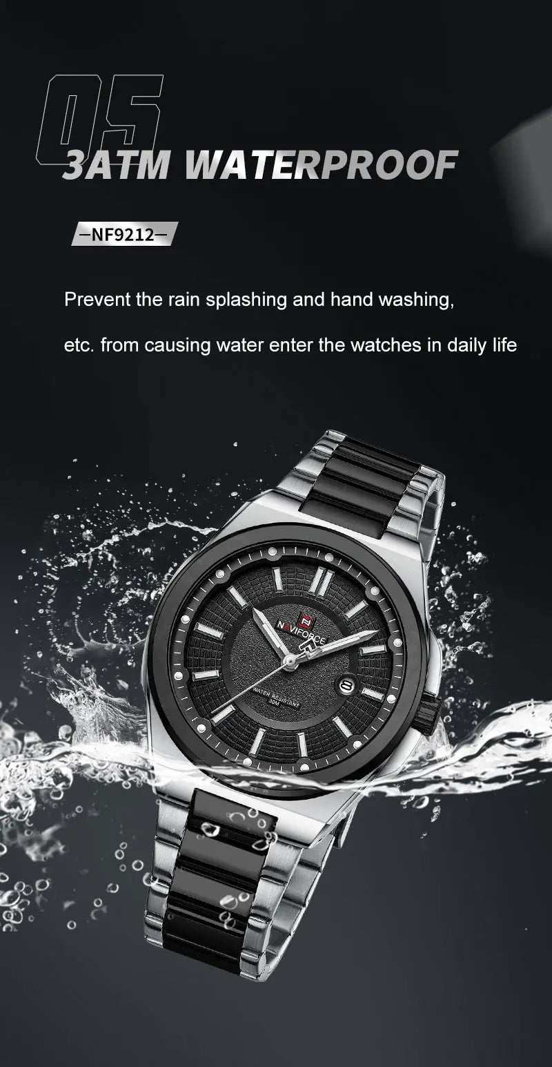 Top Brand NAVIFORCE Men Quartz Watch Stainless Steel Band Casual Sport Male WristWatch Luminous Hot Sale Relogio Masculino