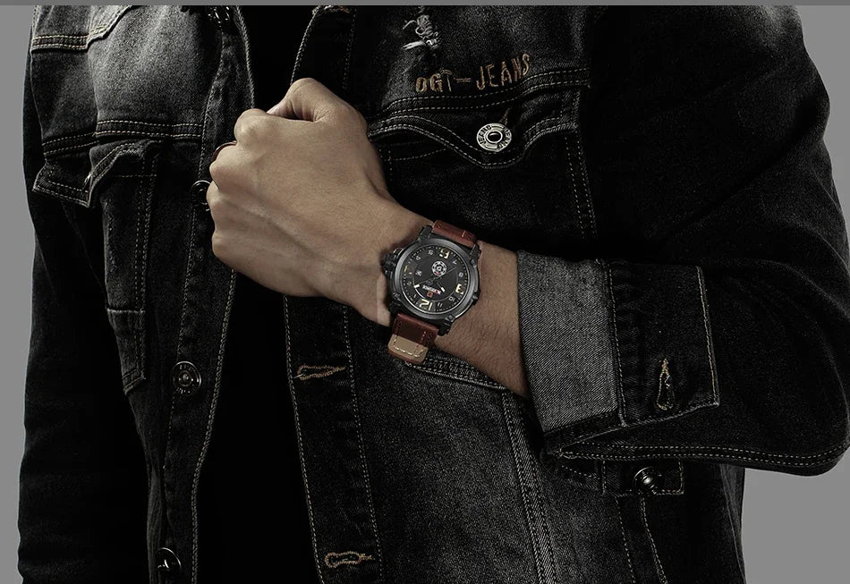 Top Brand NAVIFORCE Men's Army Military Leather Quartz Watch Male Waterproof Clock Boy Sports Watches Relogio Masculino Gifts