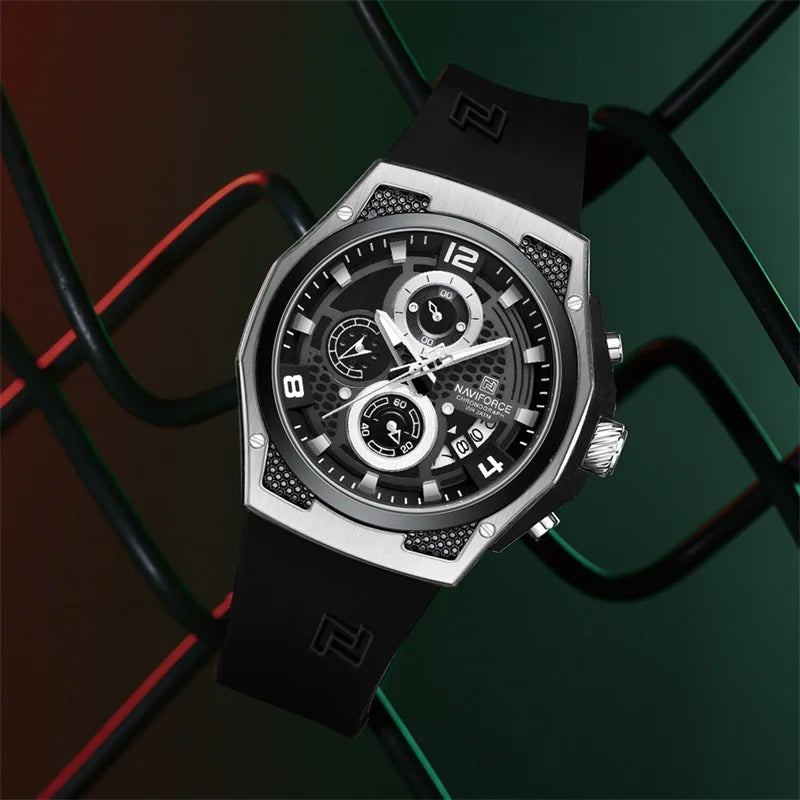 NAVIFORCE Men's Luxury Wristwatch Silicone Strap Casual Sport Luminous Water Resistant Male Quartz Watch Relogio Masculino 2024