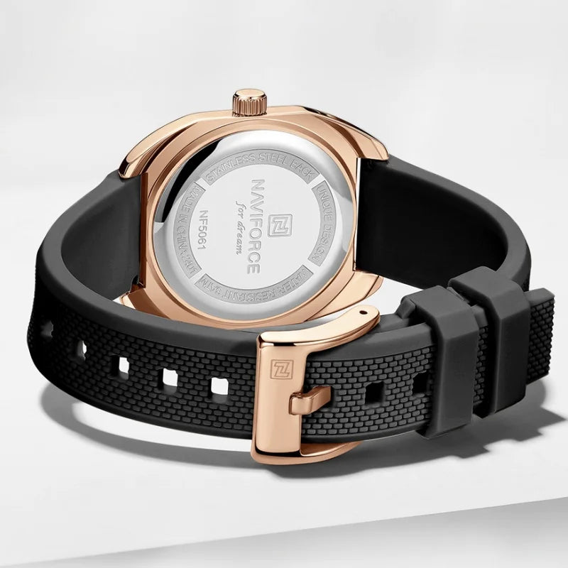 NAVIFORCE Simple Women Watches Quartz Waterproof Polygon Dial Luminous Silicone Watch Ladies Luxury Wristwatch Gift Box NF5061