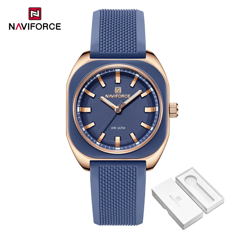 NAVIFORCE Simple Women Watches Luxury Design Silicone Watch Ladies Quartz Wristwatch Womens Polygon Dial Luminous Reloj Mujer