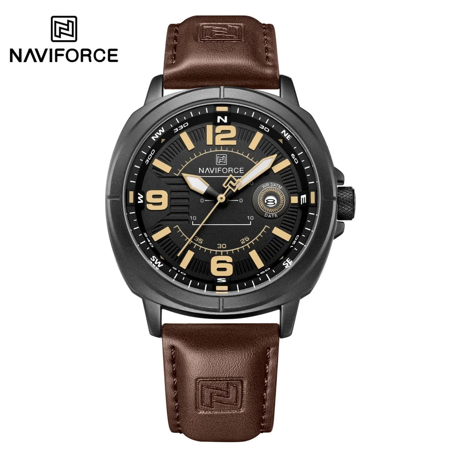 NAVIFORCE New Watches for Men Quartz Calendar 3ATM Waterproof Clocks High Quality PU Strap Male Business Wristwatch Reloj Hombre