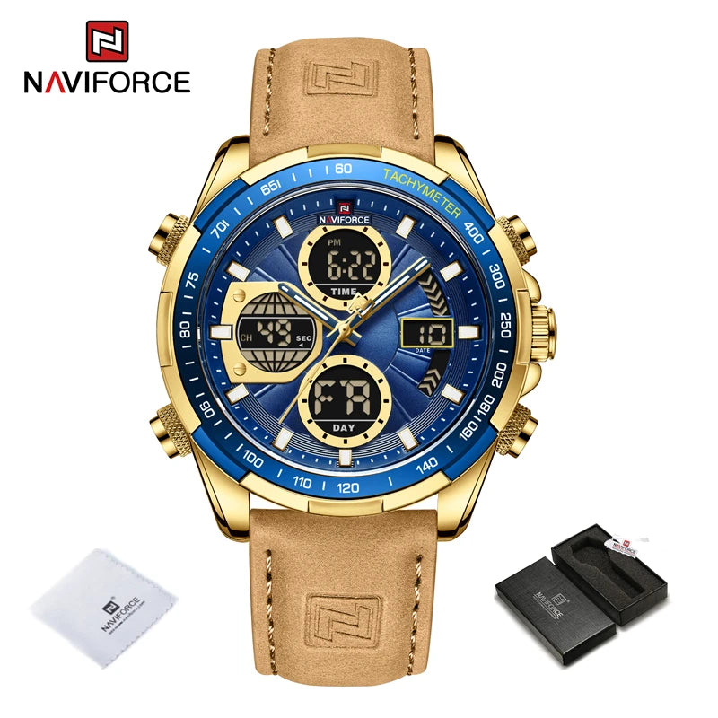 NAVIFORCE Military Watches for Men Luxury Sport Chronograph Alarm WristWatch Waterproof Quartz Big Clock Digital Male Watch