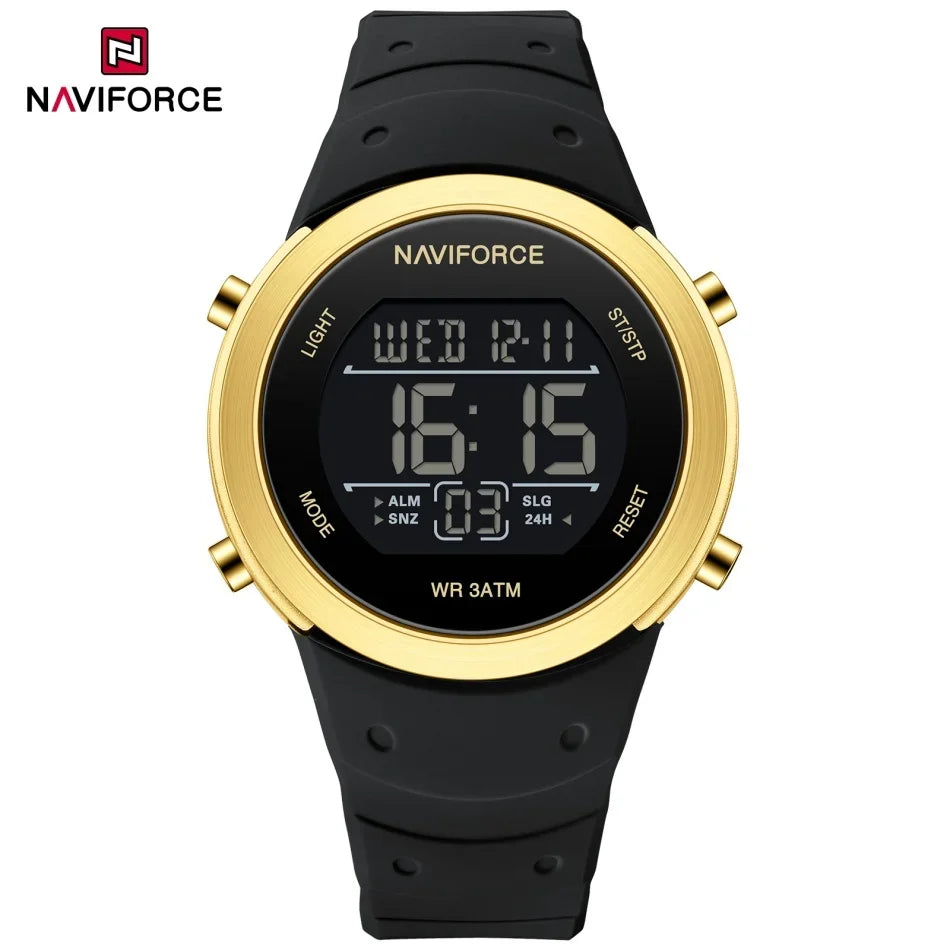 NAVIFORCE Brand Men Watches Luxury Comfortable Silicone Strap Electronic Day and Date Display Clock Waterproof Men Wristwatches