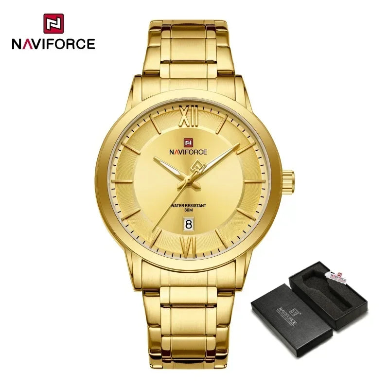 NAVIFORCE Original Watches for Men Military Sports Calendar Clock Luxury Waterproof Quartz Steel Strap WristWatch Reloj Hombre