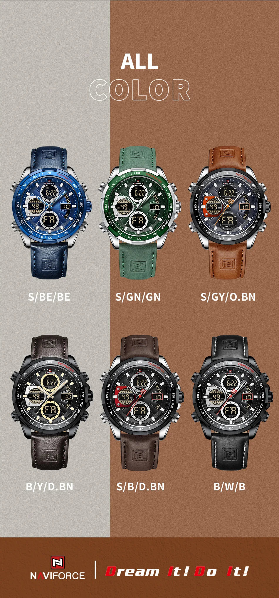 NAVIFORCE Military Watches for Men Luxury Sport Chronograph Alarm WristWatch Waterproof Quartz Big Clock Digital Male Watch