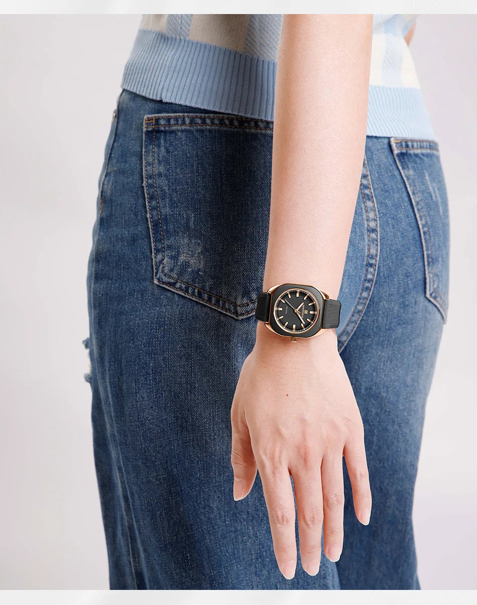 NAVIFORCE Simple Women Watches Quartz Waterproof Polygon Dial Luminous Silicone Watch Ladies Luxury Wristwatch Gift Box NF5061