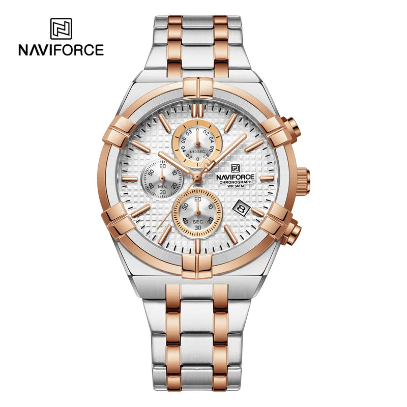 NAVIFORCE Original Men's Watches Waterproof Classics Quartz Wristwatches Stainless Steel Luminous Chronograph Clock 2023 Trend