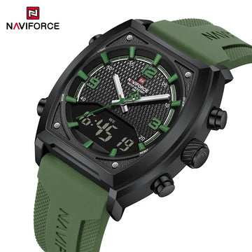 NAVIFORCE Sport Watch Waterproof Analog Dual Time Digital Wristwatches Week Display Clock Tonneau 2025 New Mens Military Watches