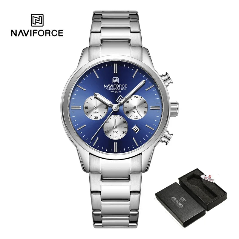 NEW NAVIFORCE Fashion Men's Watch Luxury Waterproof Male Quartz Wristwatch 24 Hour Date Display Male Chronograph Luminous Clock