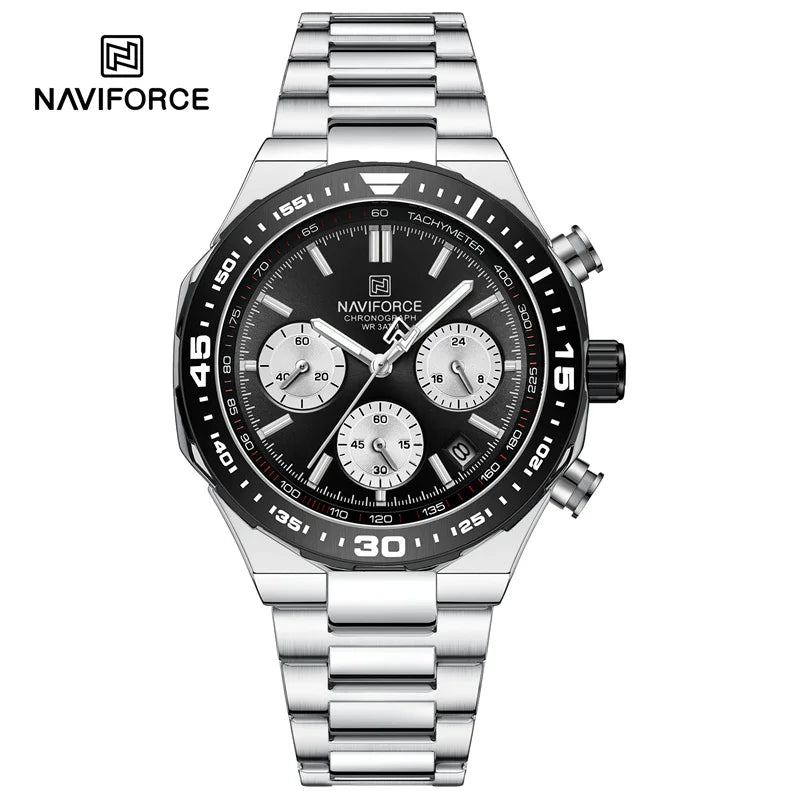 NAVIFORCE 2024 New Men Watch Waterproof Business Casual Date Luminous Quartz Wristwatch Chronograph Stainless Steel Strap Clock