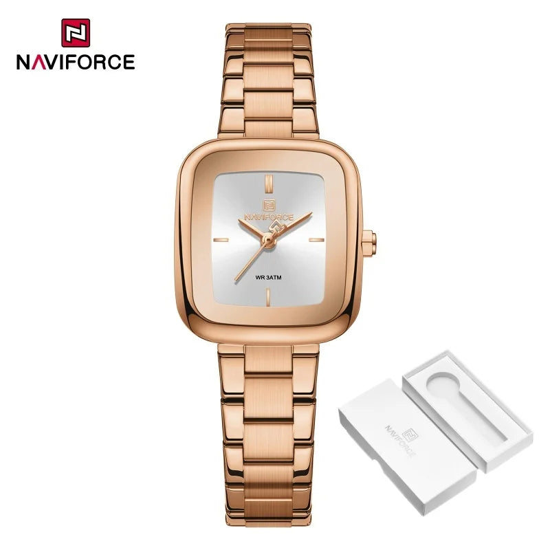 NAVIFORCE Unique Square Watches for Women 30M Waterproof Women's Stainless Steel Watches Sports Fashion Ultra Light Girls' Watch