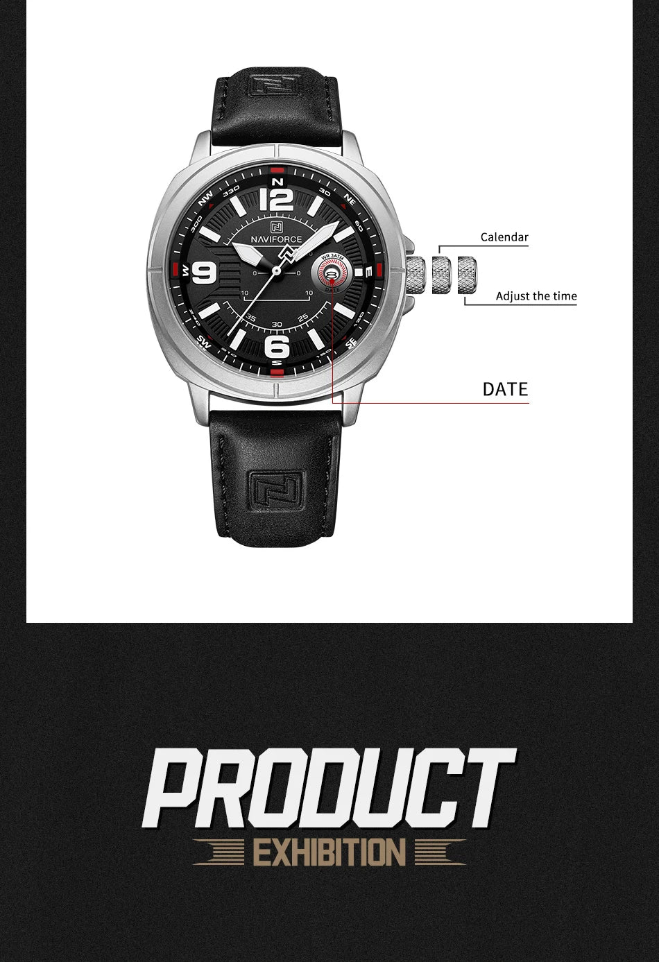 NAVIFORCE New Watches for Men Quartz Calendar 3ATM Waterproof Clocks High Quality PU Strap Male Business Wristwatch Reloj Hombre