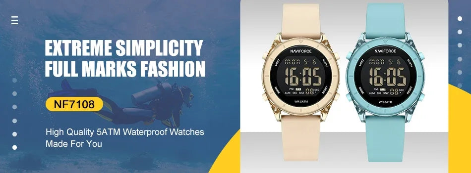 NAVIFORCE Women's Quartz Watch Elegant Casual Stainless Steel Strap 30m Waterproof Female Wristwatches Ladies Clock Reloj Mujer