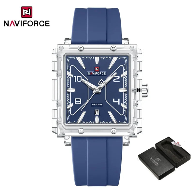 NAVIFORCE High Quality Men Watches 50M Waterproof Sport Date Display Quartz Watch Silicone Luminous Hands boy gift Reloj Hombre