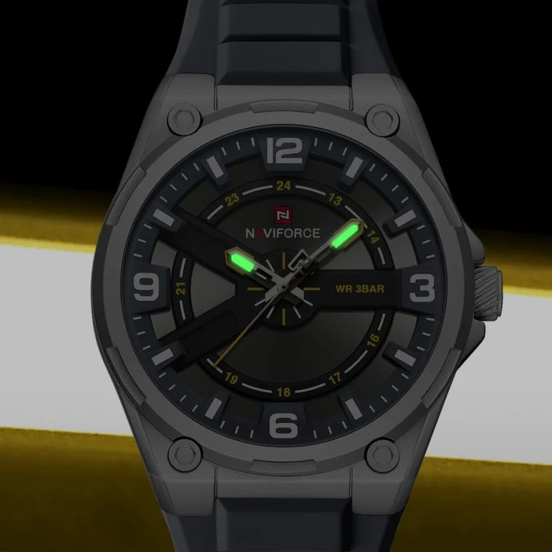 NAVIFOCE Luxury Business Men Waterproof Sport Watch Quartz Clock with Wheel Dial Silicone Man Gift Wristwatch Relogio Masculino
