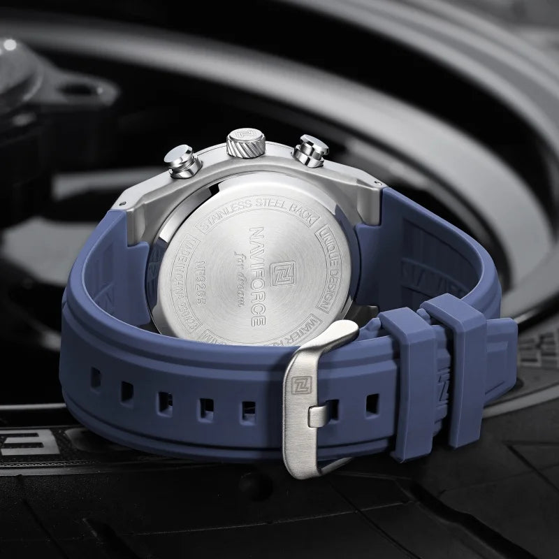 NAVIFORCE Man Watch Fashion Casual Sports Dual display Silicone Strap Waterproof Alarm Chronograph Day and Date Watches for Men